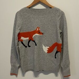 LOFT Gray Sweater with Fox Design